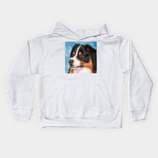 Painting of a Gorgeous Australian Shepherd Kids Hoodie